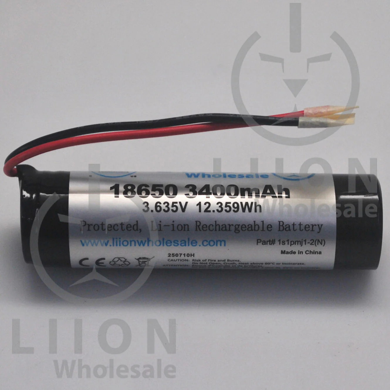 1S1P 3.6V (3.7V) 3500mAh 10A 18650 Battery with Wire Leads - MJ1 cell inside - Image 2
