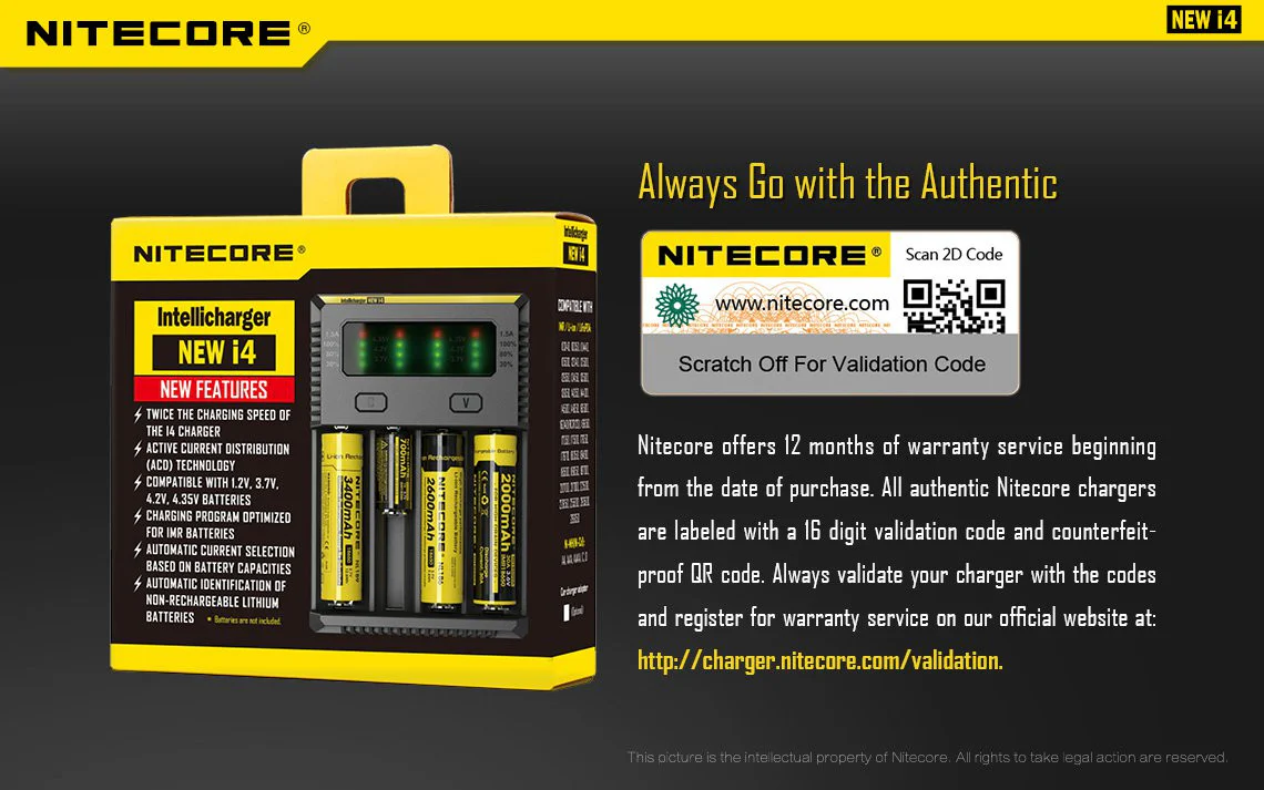 Nitecore Intellicharger New I4 4 Bay Li-ion Battery Charger - Image 18