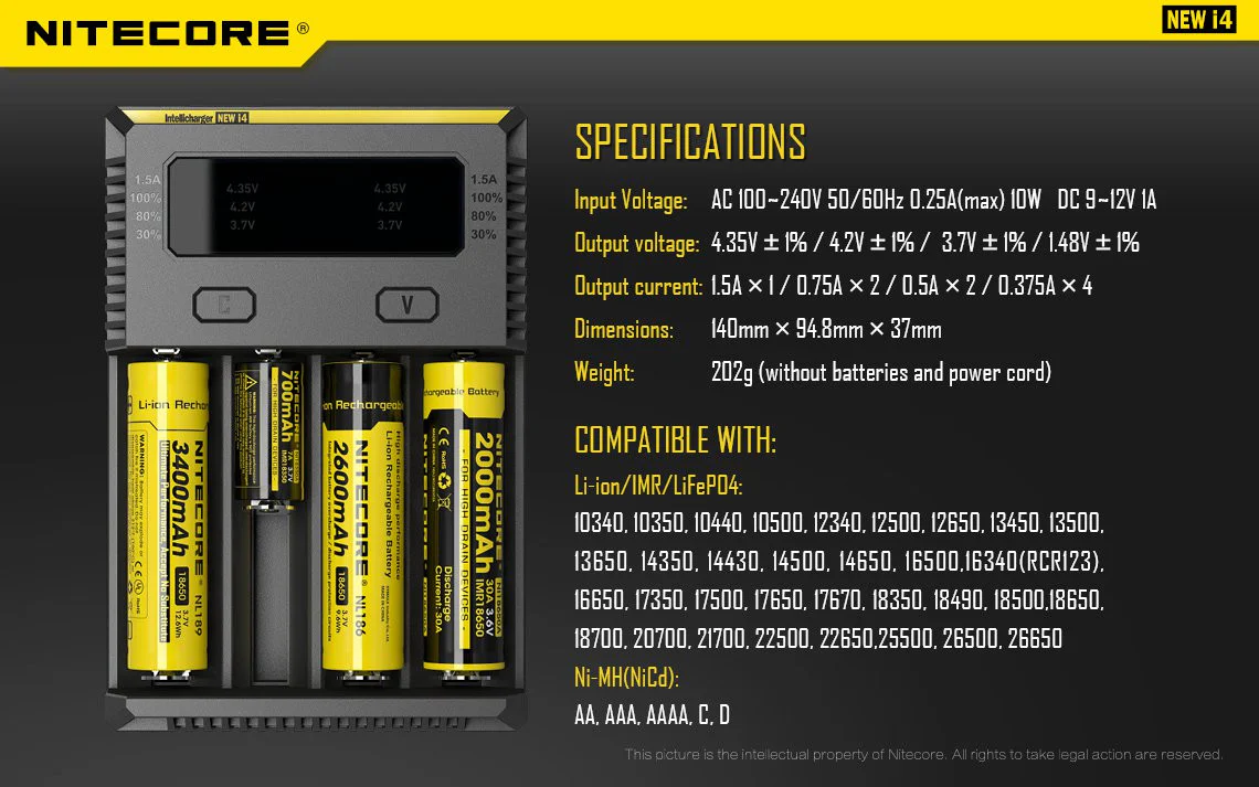 Nitecore Intellicharger New I4 4 Bay Li-ion Battery Charger - Image 19