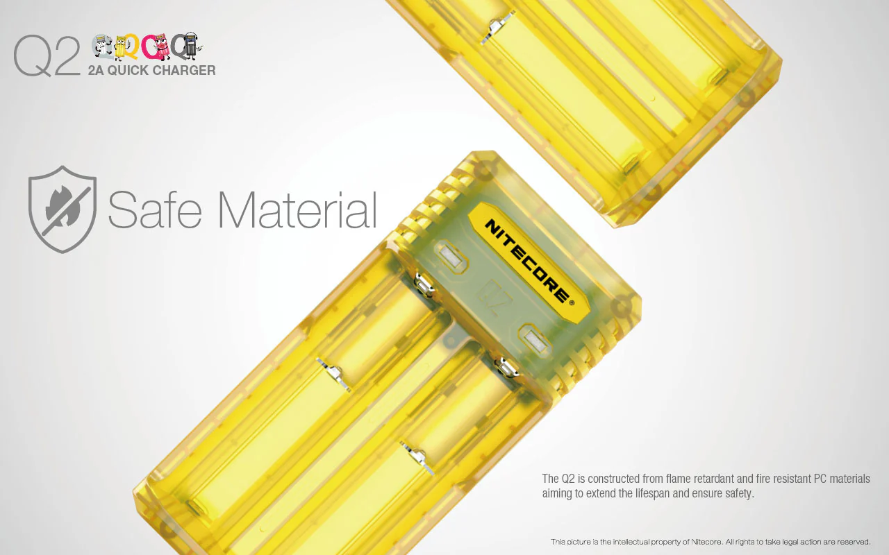 Nitecore Q2 2-bay Lithium Ion Battery Charger - Yellow - Image 10