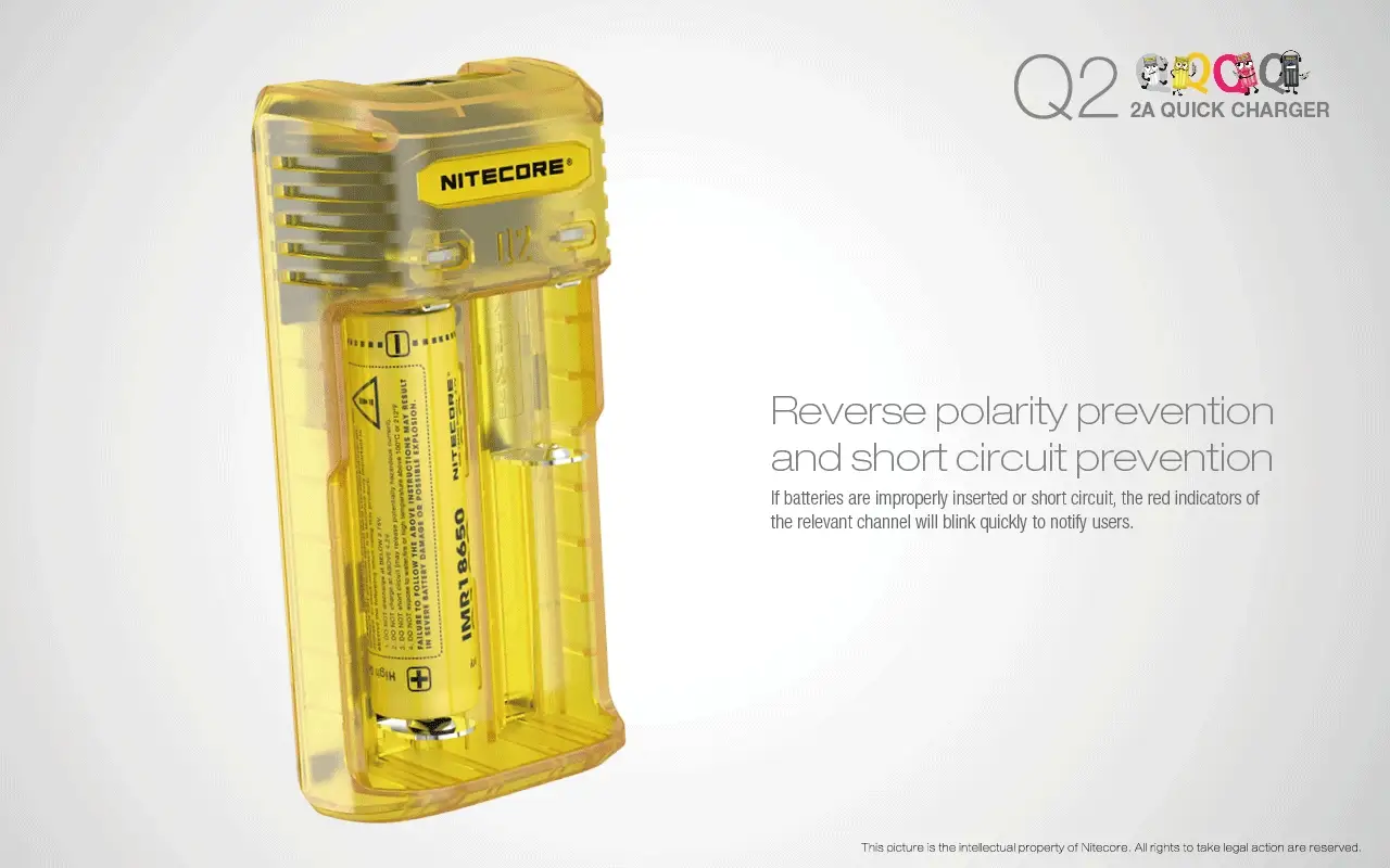 Nitecore Q2 2-bay Lithium Ion Battery Charger - Yellow - Image 8