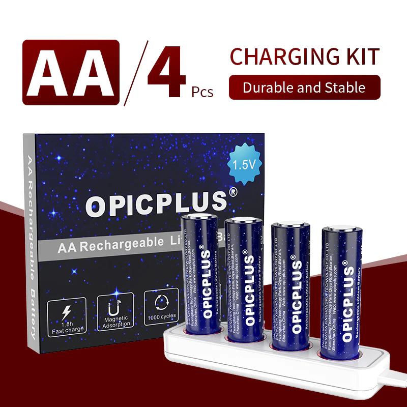 OpicPlus AA Size Button Top 2800mWh 1.5V Battery Kit with charger - Image 6