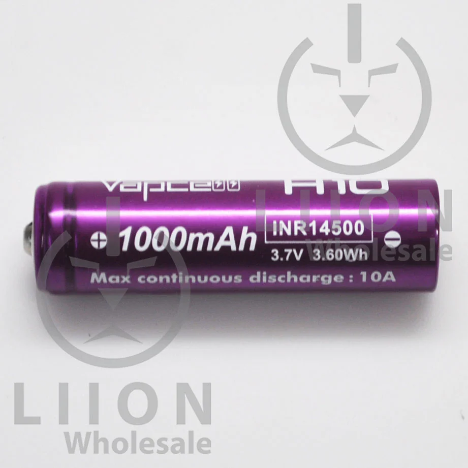 Vapcell H10 14500 Purple/White 10A Button Top 1000mAh Battery - Genuine - Image 2