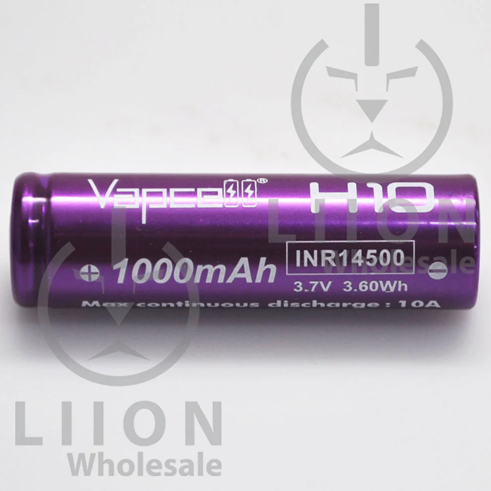 Vapcell H10 14500 Purple/White 10A Flat Top 1000mAh Battery - Genuine - Image 2