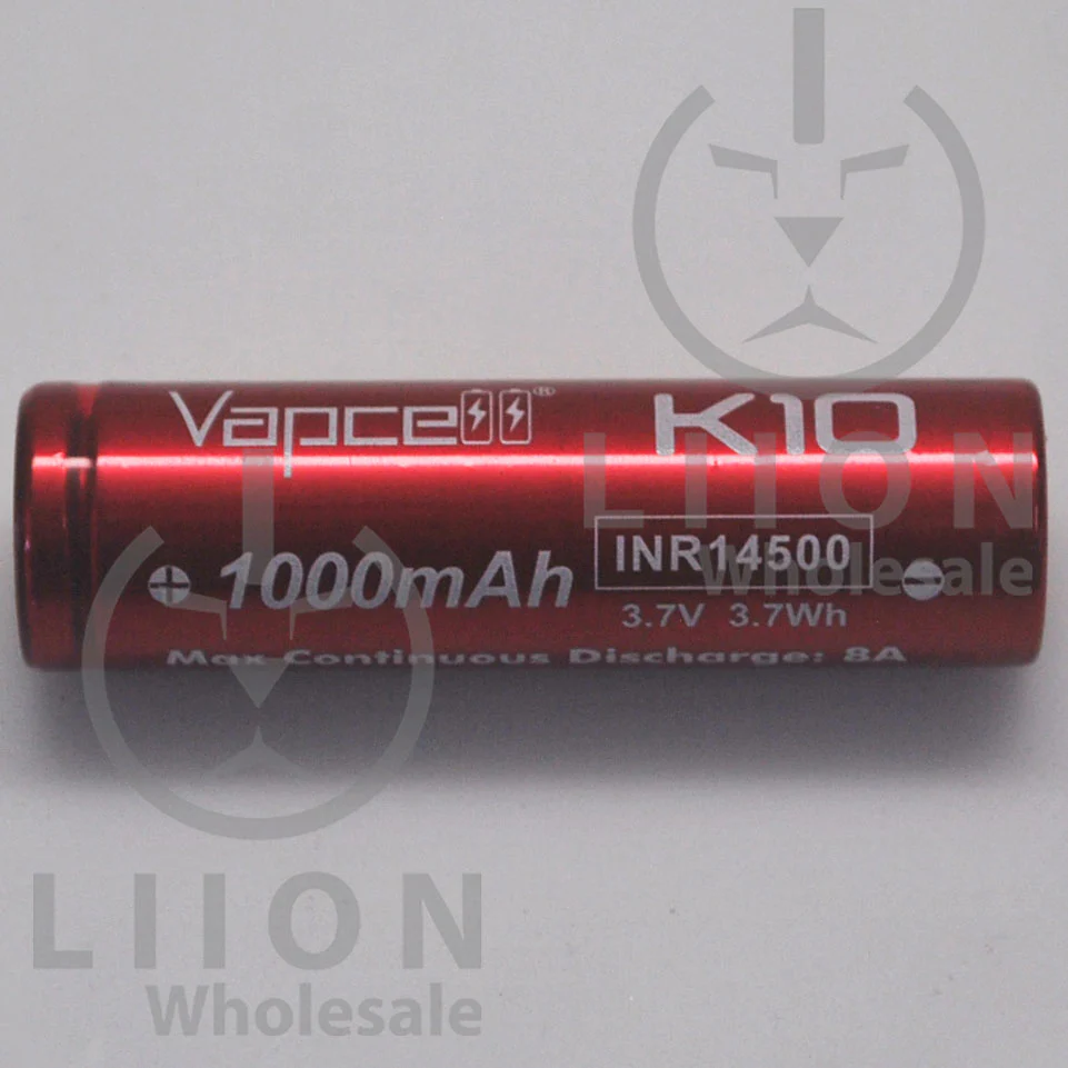 Vapcell K10 14500 8A Flat Top 1000mAh Battery - Genuine - Image 2