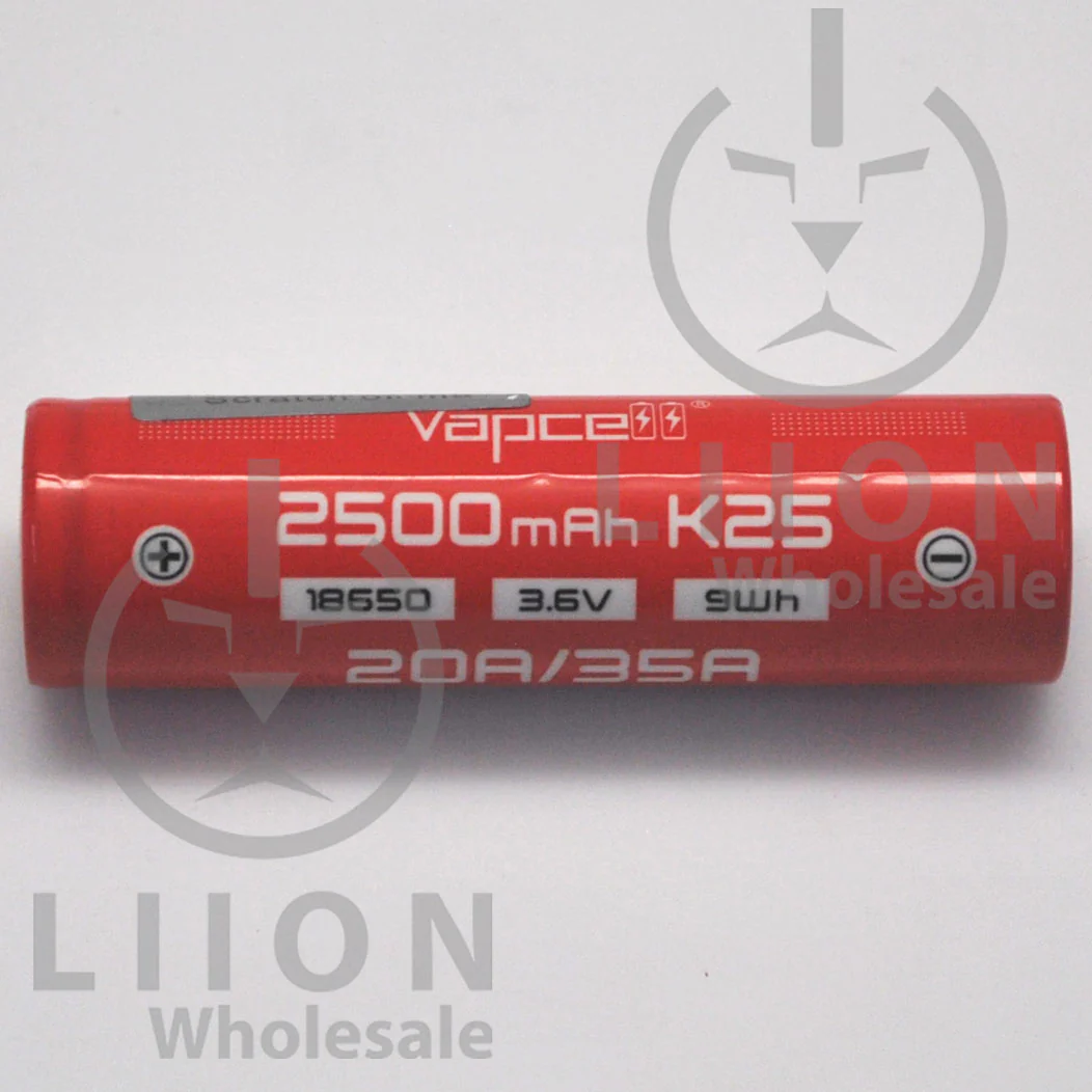 Vapcell K25 18650 20A/35A Flat Top 2500mah Battery - Genuine - Image 2