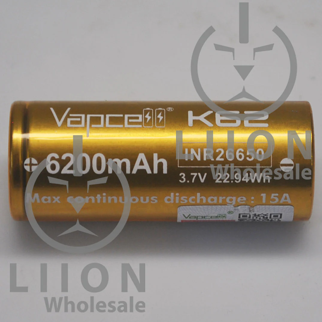 Vapcell K62 26650 15A Flat Top 6200mAh Battery - Genuine - Image 2