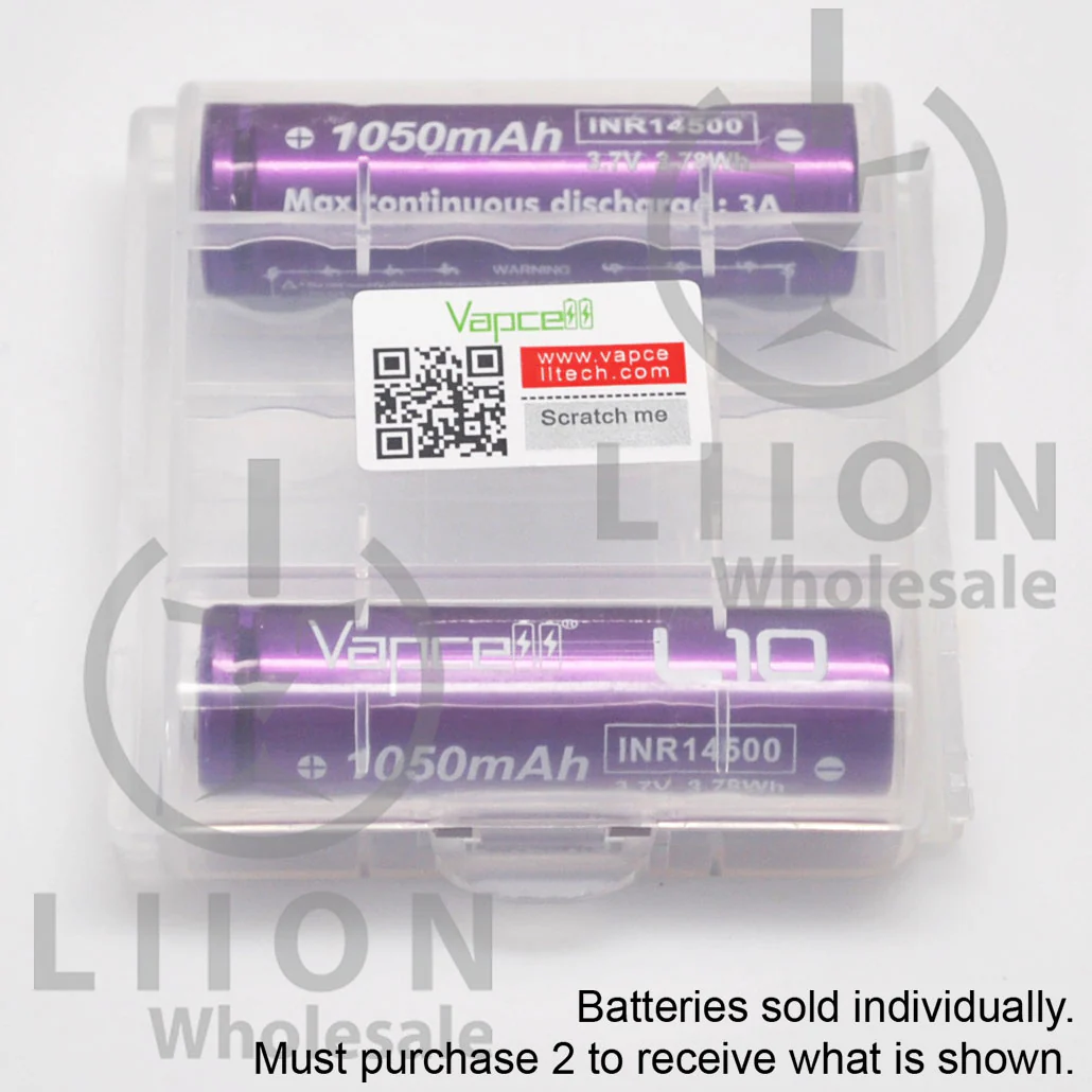 Vapcell L10 14500 Purple/White 3A Flat Top 1050mAh Battery - Genuine - Image 6