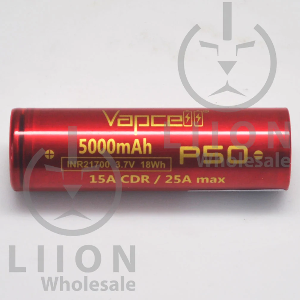 Vapcell P50 21700 15A/25A Flat Top 5000mAh Battery - Genuine - Wholesale Discount - Image 2