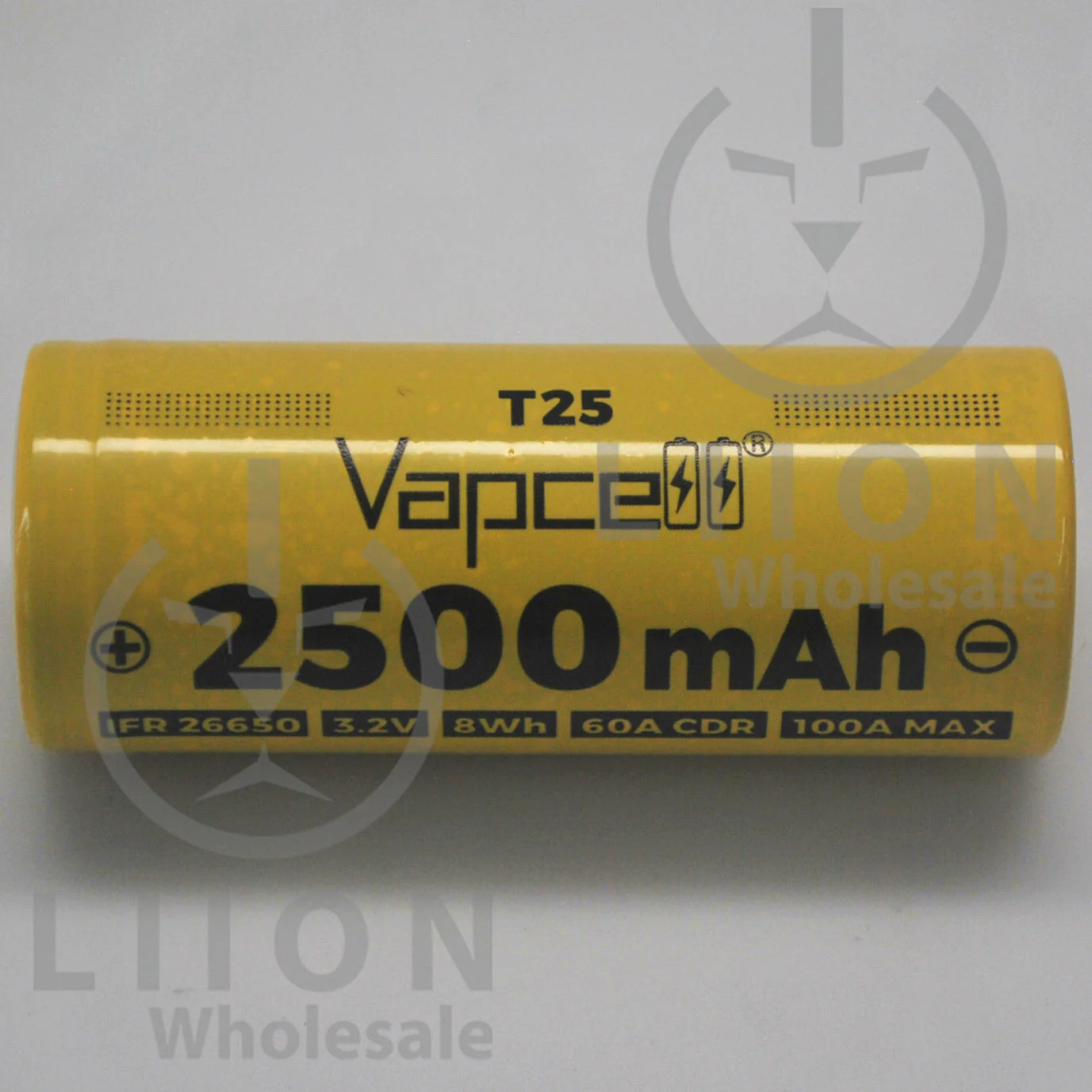 Vapcell T25 LiFePO4 IFR26650 60A/100A Flat Top 2500mAh Battery - Genuine - Image 2