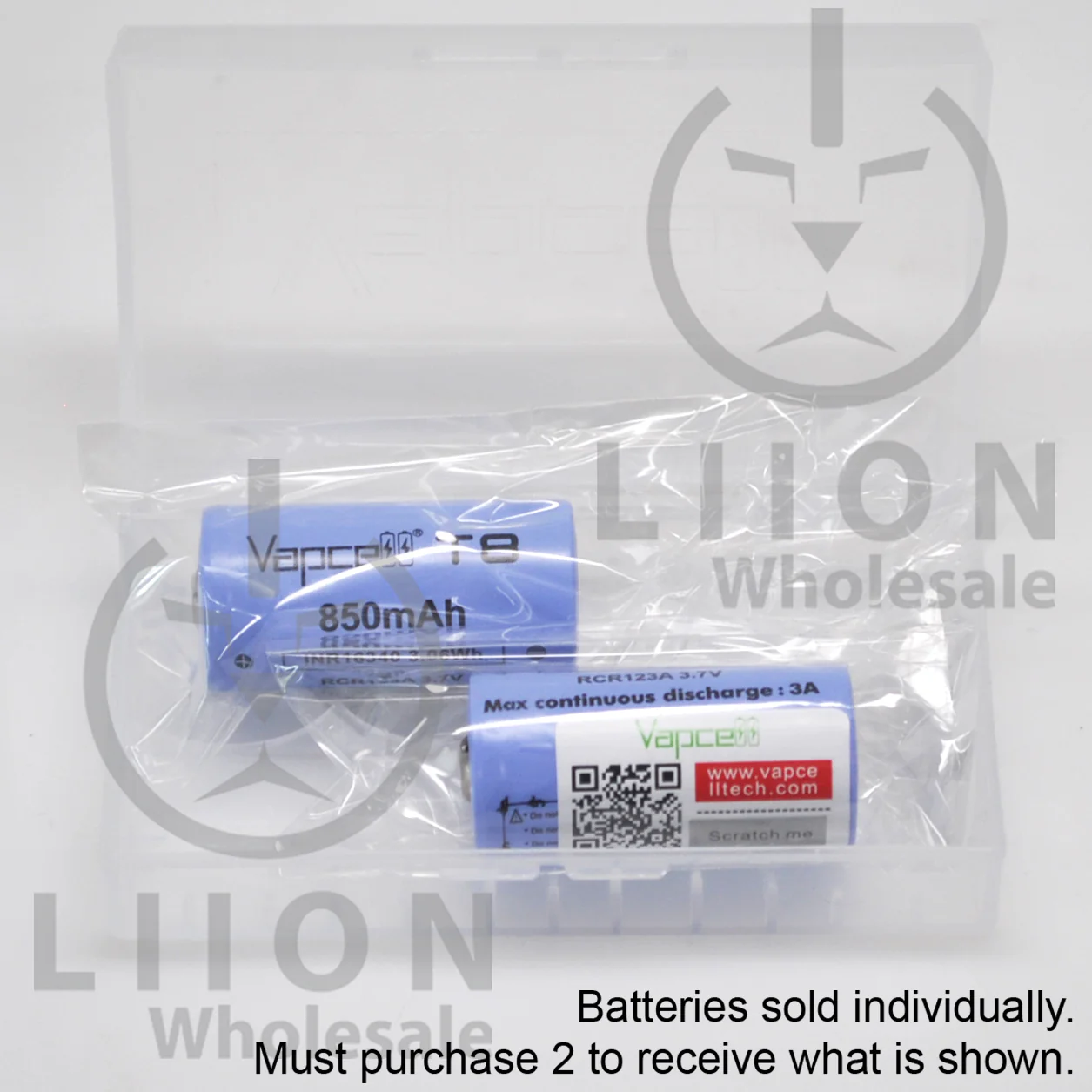Vapcell T8 16340/RCR123A 3A Button Top 850mAh Battery - Genuine - Image 5